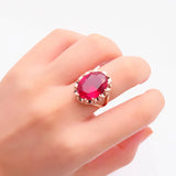 14K Rose Gold Ruby Ring for Women, Purple Plated Oval Design