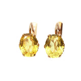 Purple Plated 14K Rose Inlaid Oval Yellow Gem Earrings for Women Wedding