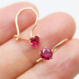 14K Rose Gold Plated Ruby Earrings for Women