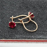 14K Rose Gold Plated Ruby Earrings for Women
