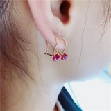 14K Rose Gold Plated Ruby Earrings for Women