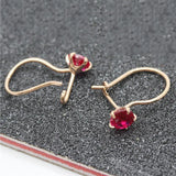 14K Rose Gold Plated Ruby Earrings for Women
