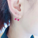 14K Rose Gold Plated Ruby Earrings for Women