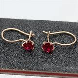 14K Rose Gold Plated Ruby Earrings for Women