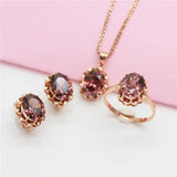 Purple 14K Rose Gold Ruby Flower Earrings Sweet Light Jewelry