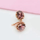 Purple 14K Rose Gold Ruby Flower Earrings Sweet Light Jewelry