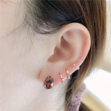 Purple 14K Rose Gold Ruby Flower Earrings Sweet Light Jewelry
