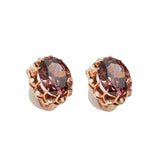 Purple 14K Rose Gold Ruby Flower Earrings Sweet Light Jewelry