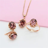 Purple 14K Rose Gold Ruby Flower Earrings Sweet Light Jewelry