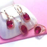 14K Rose Gold Ruby Pendant Necklace for Ladies