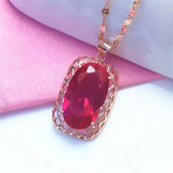 14K Rose Gold Ruby Pendant Necklace for Ladies