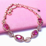 Romantic 14K Rose Inlaid Ruby Bracelet for Women