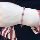 Romantic 14K Rose Gold Ruby Bracelet for Women