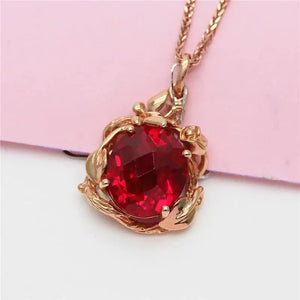 Purple Plated 14K Rose Ruby Necklace Pendant Wedding Jewelry