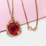 Purple Plated 14K Rose Ruby Necklace Pendant Wedding Jewelry