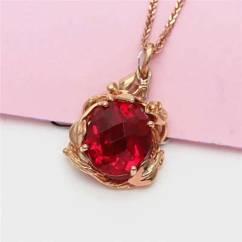 Purple Plated 14K Rose Ruby Necklace Pendant Wedding Jewelry
