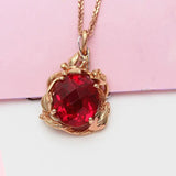 Purple Plated 14K Rose Ruby Necklace Pendant Wedding Jewelry