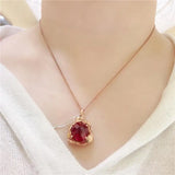 Purple Plated 14K Rose Ruby Necklace Pendant Wedding Jewelry