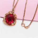 Purple Plated 14K Rose Ruby Necklace Pendant Wedding Jewelry