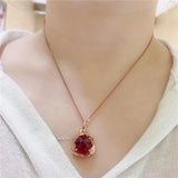 Purple Plated 14K Rose Ruby Necklace Pendant Wedding Jewelry