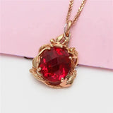 Purple Plated 14K Rose Ruby Necklace Pendant Wedding Jewelry