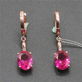 14K Rose Gold Plated Ruby Oval Earrings for Women