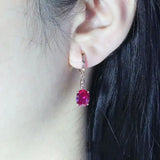 14K Rose Gold Plated Ruby Oval Earrings for Women