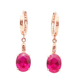 14K Rose Gold Plated Ruby Oval Earrings for Women
