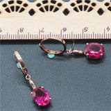 14K Rose Gold Plated Ruby Oval Earrings for Women