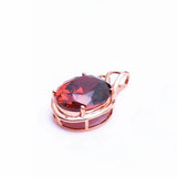 14K Rose Gold Plated Ruby Oval Necklace Pendant for Women