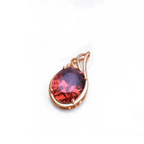 14K Rose Gold Plated Ruby Oval Necklace Pendant for Women