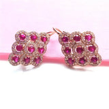 14K Rose Gold Ruby Rhombus Earrings for Women - Chinese Dinner Party Jewelry