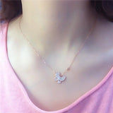 Purple Plated 14K Rose Crystal Butterfly Necklace for Women