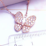 Purple Plated 14K Rose Crystal Butterfly Necklace for Women