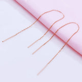 Purple Plated 14K Rose Long Chain Earrings for Women
