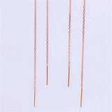 Purple Plated 14K Rose Long Chain Earrings for Women