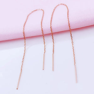 Purple Plated 14K Rose Long Chain Earrings for Women