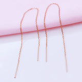 Purple Plated 14K Rose Long Chain Earrings for Women