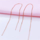 Purple Plated 14K Rose Long Chain Earrings for Women