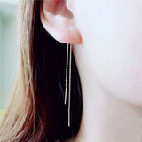 Purple Plated 14K Rose Long Chain Earrings for Women