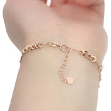 Purple Plated 14K Rose Lace Chain Charm Bracelet