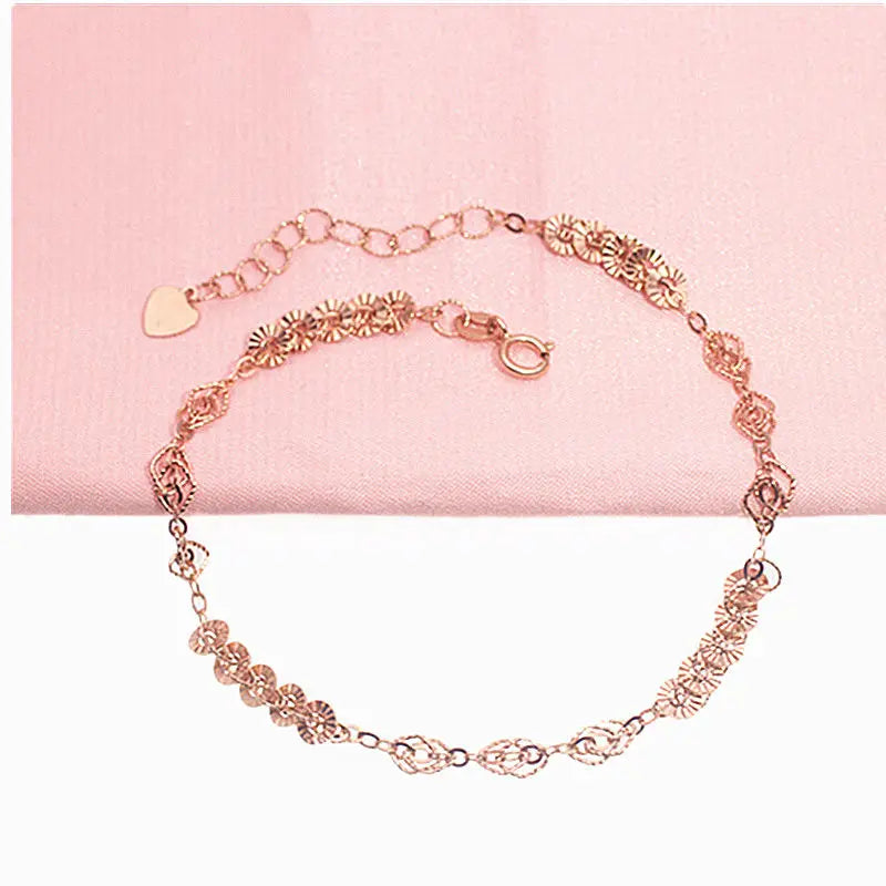 14K Rose Lace Chain Charm Bracelet Wedding Jewelry