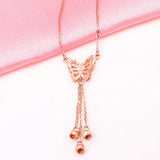 14K Rose Tassel Butterfly Necklace Light High-End Wedding Jewelry