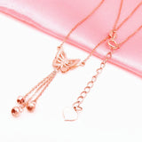 14K Rose Tassel Butterfly Necklace Light High-End Wedding Jewelry