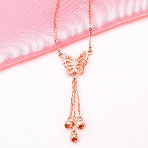 High-End Purple Rose Tassel Butterfly Necklace for Women