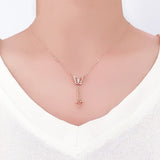 High-End Purple Rose Tassel Butterfly Necklace for Women