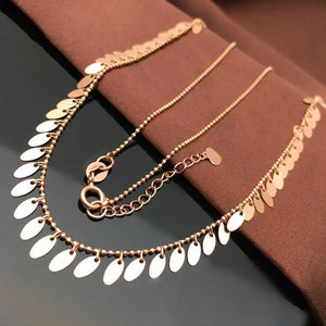 Purple 14K Rose Sequins Tassel Necklace for Women - Light Wedding Jewelry