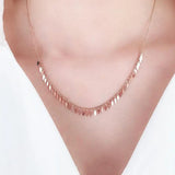 Rose Gold Tassel Necklace with Purple Sequins, 14K Plated, Light Wedding Jewelry
