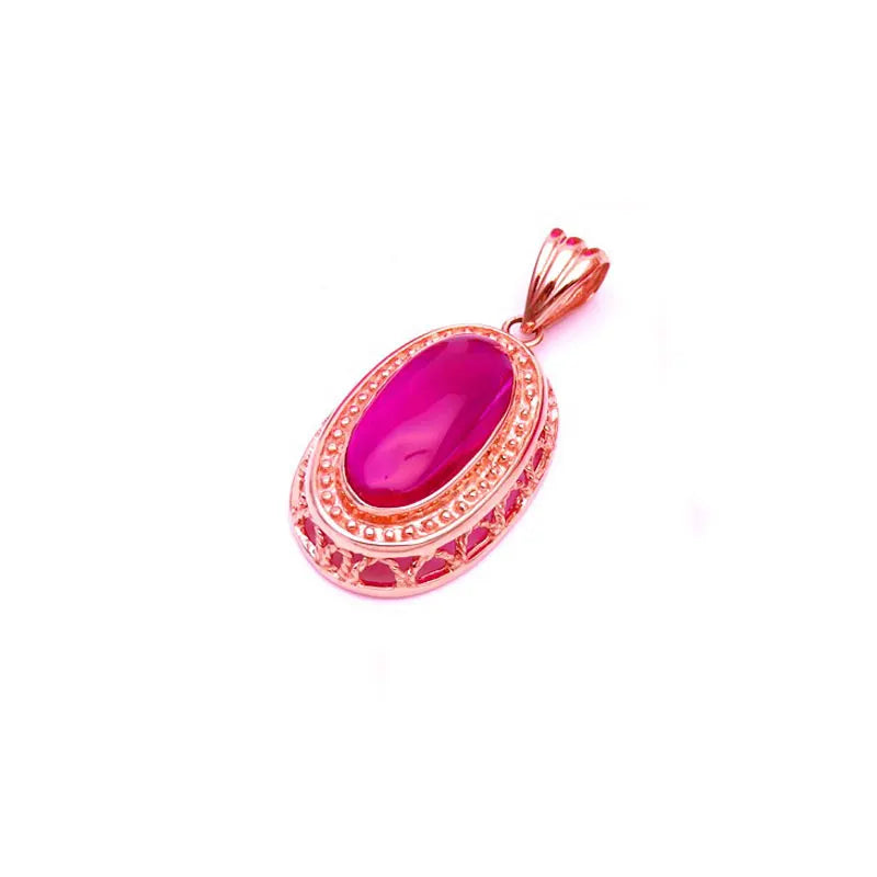 14K Rose Gold Ruby Jewelry Set with Earrings, Ring, and Necklace