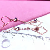 14K Rose Rhombus Long Earrings for Women